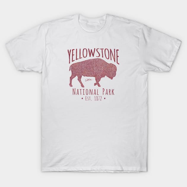 Yellowstone National Park, Walking Bison T-Shirt by jcombs